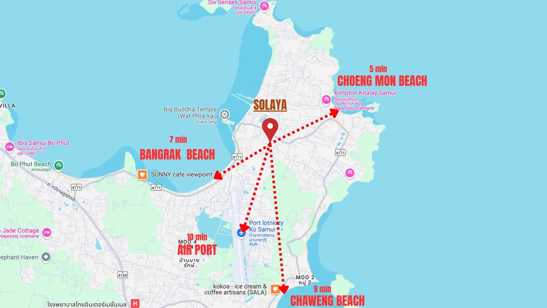 Mapa lokalizacji Solaya Apartments na Koh Samui